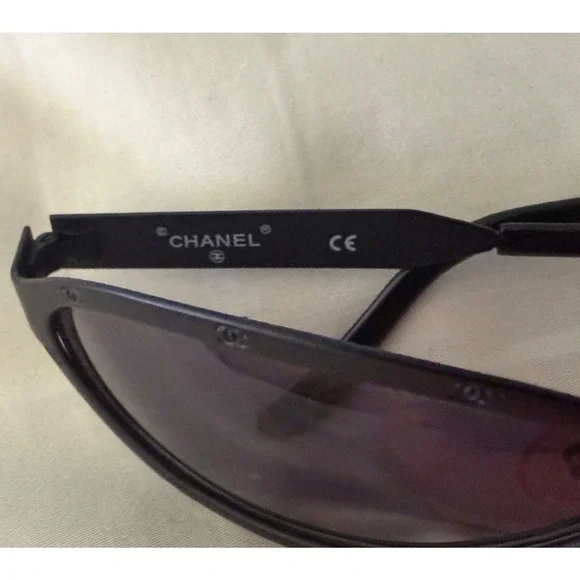 CHANEL Authentic Vintage ALL-OVER CC LOGO Micro Sunglasses Black Metal - Picture 13 of 16